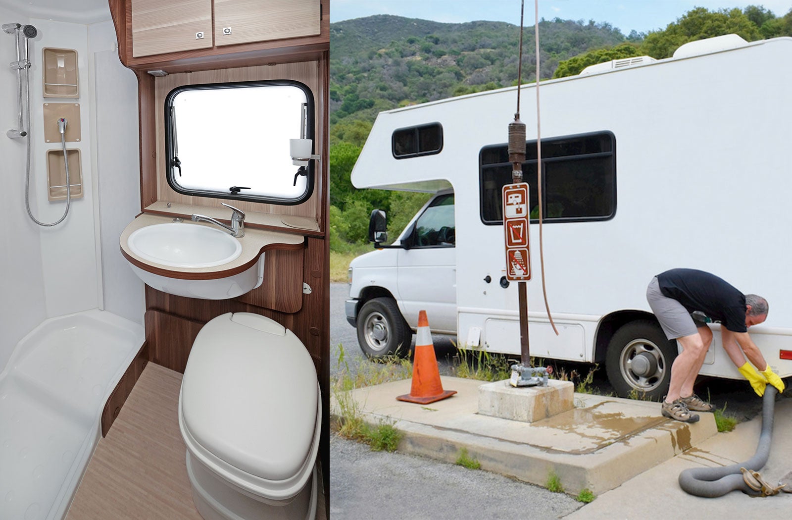 Portable RV/camper toilet and holding tank setup in Dahlonega, Georgia