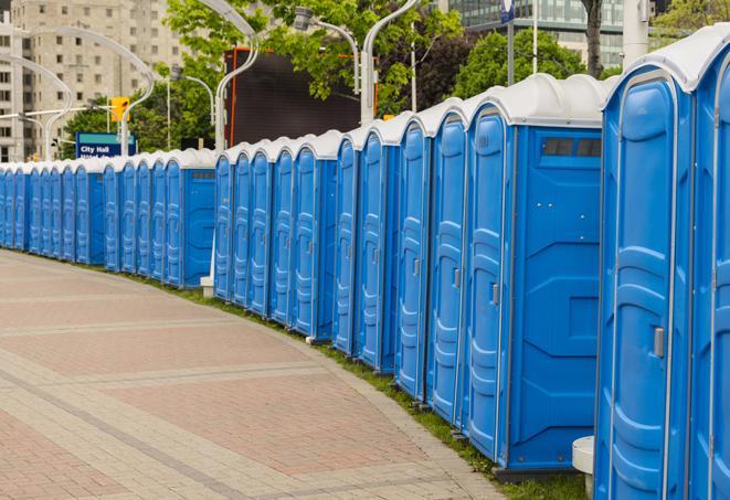 Seasonal porta potty units set up at a Dahlonega, Georgia venue